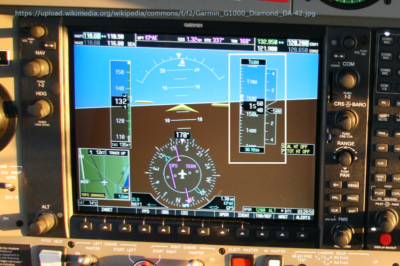 Garmin G1000 PFD showing altimeter on RHS